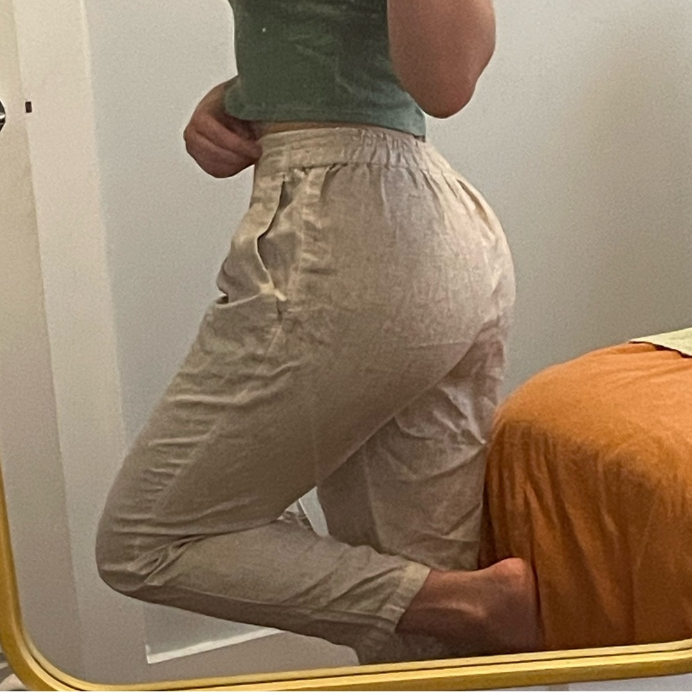 linen pants beige light